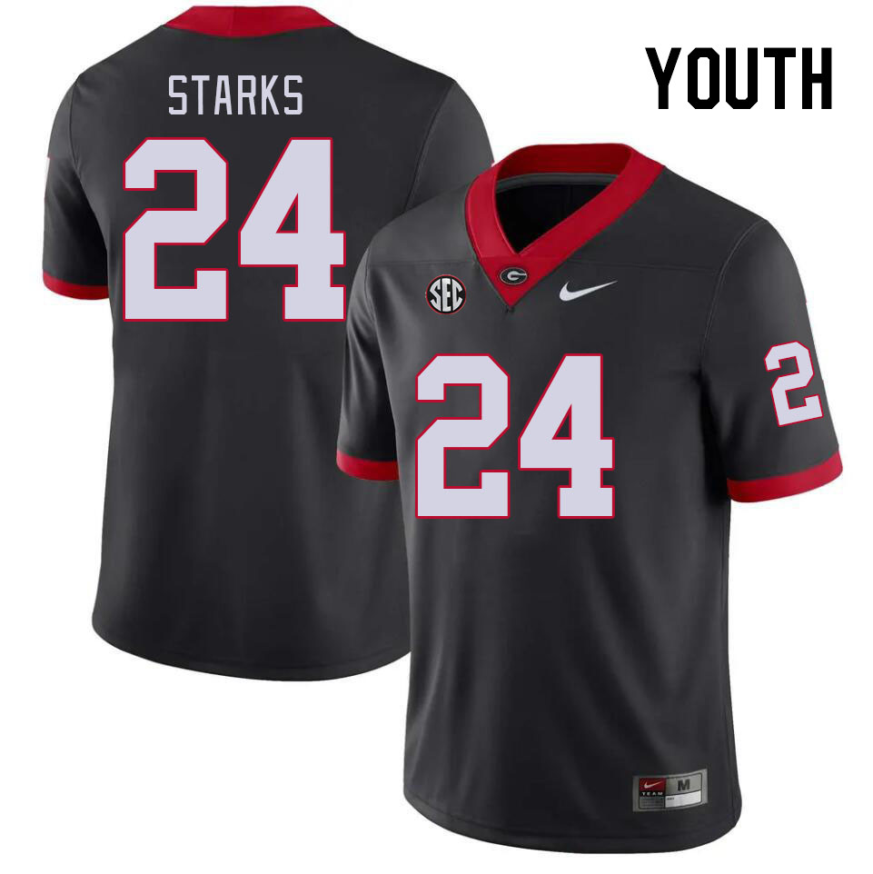 Youth #24 Malaki Starks Georgia Bulldogs College Football Jerseys Stitched-Black - Click Image to Close